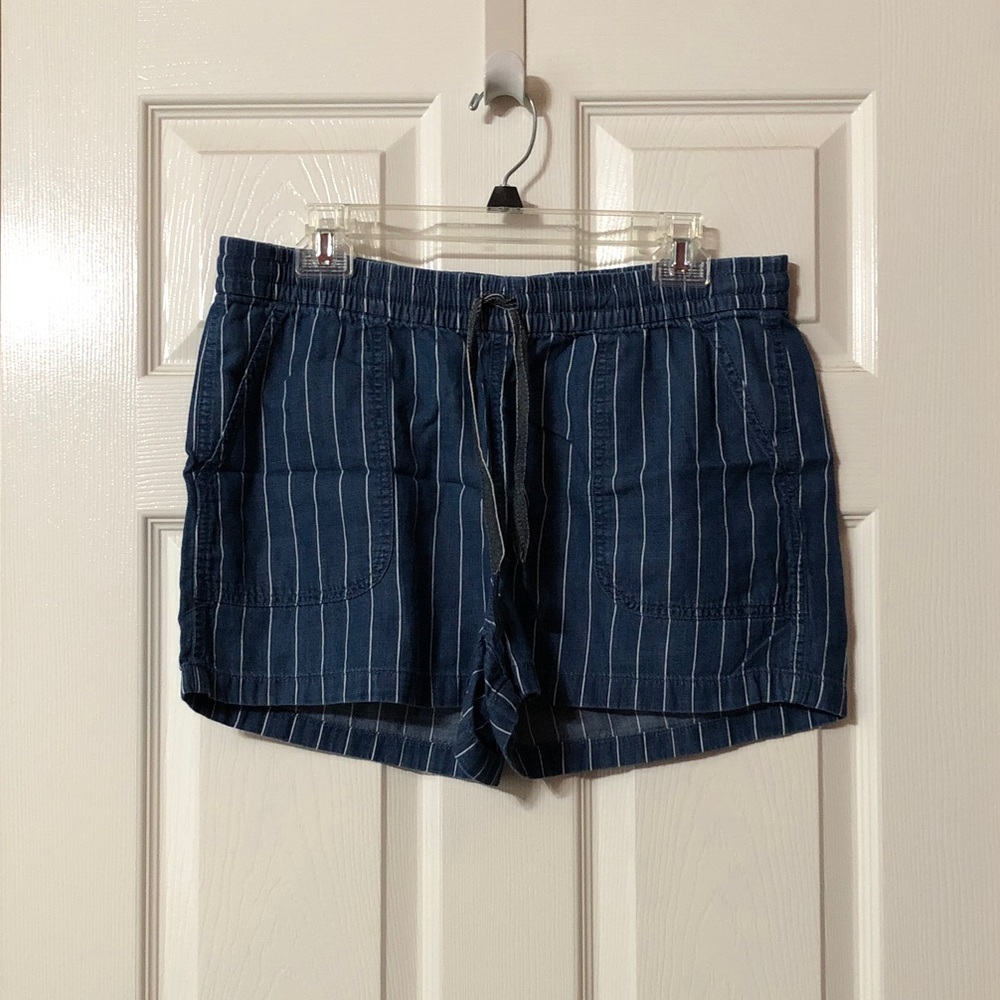 J. Crew Size Medium 28 Striped Denim Drawstring Jean Shorts